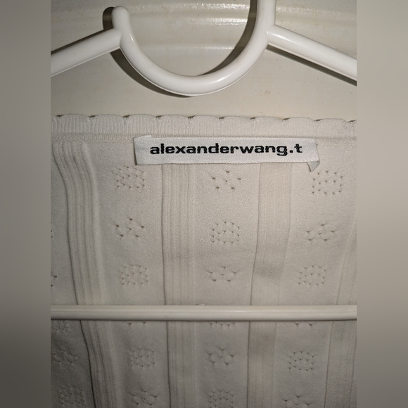 15. NWOT ALEXANDER WANG LOGO SCOOP LONG SLEEVE PULLOVER IN SOFT WHITE - Picture 8 of 10